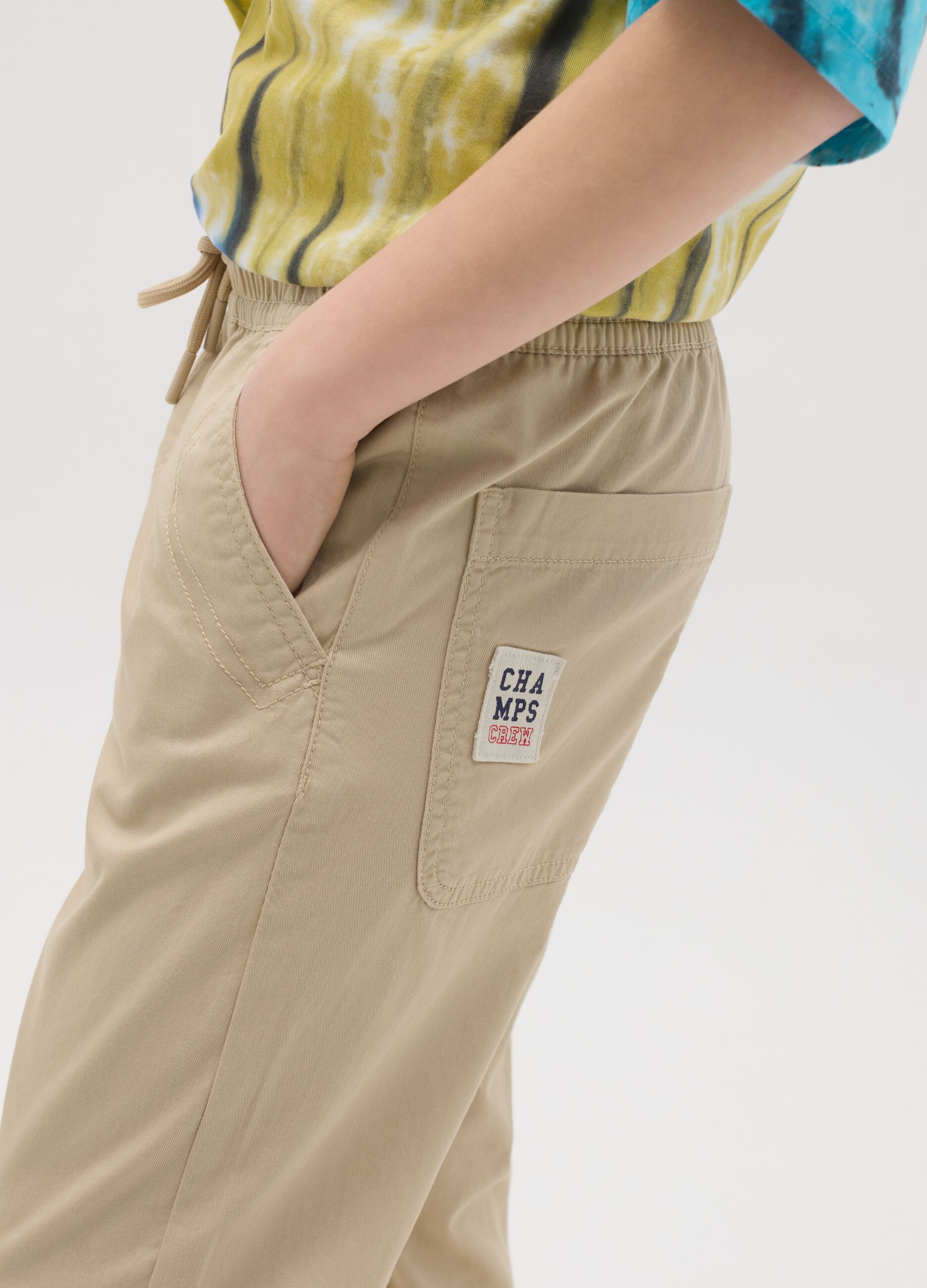 Canvas chino joggers with drawstring