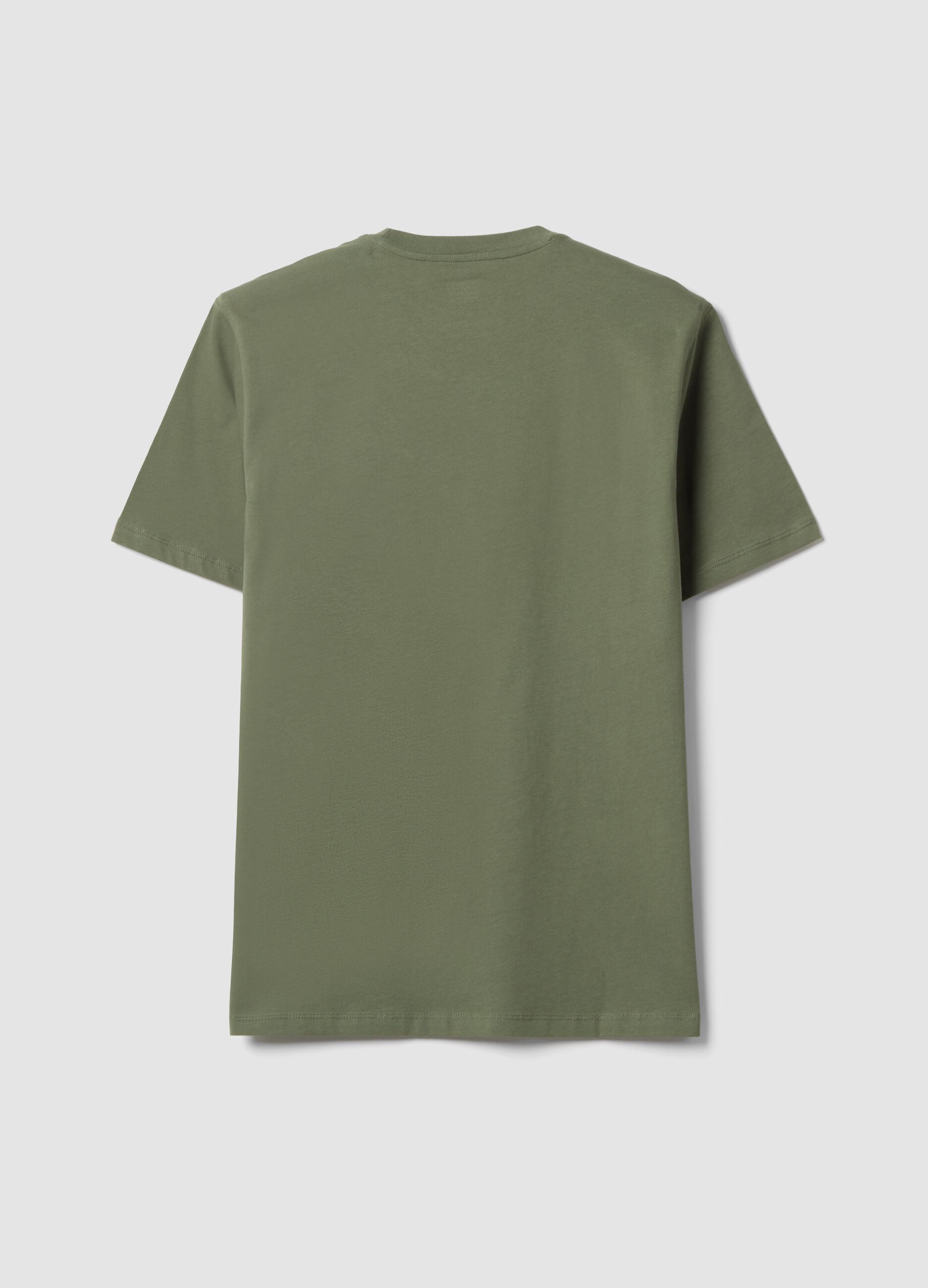 T-shirt verde in puro cotone organico jersey regular fit