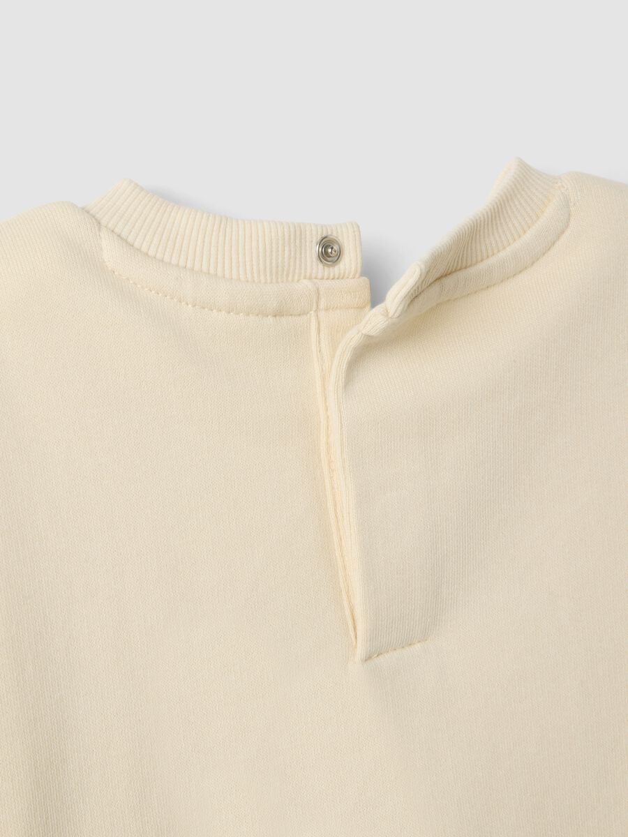 Beige pure cotton crew-neck sweatshirt with teddy bear_3