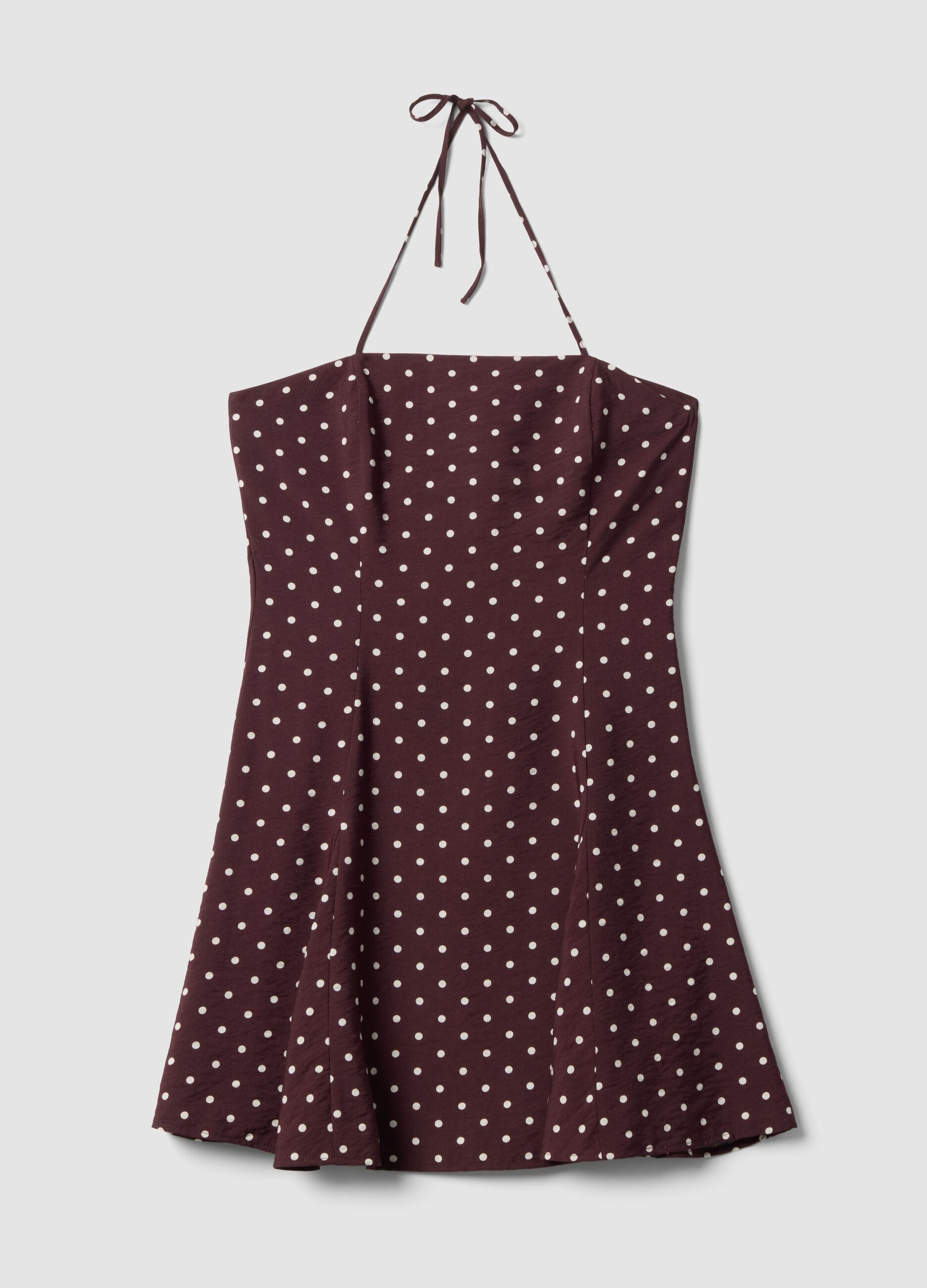 Brown polka-dot dress in viscose blend