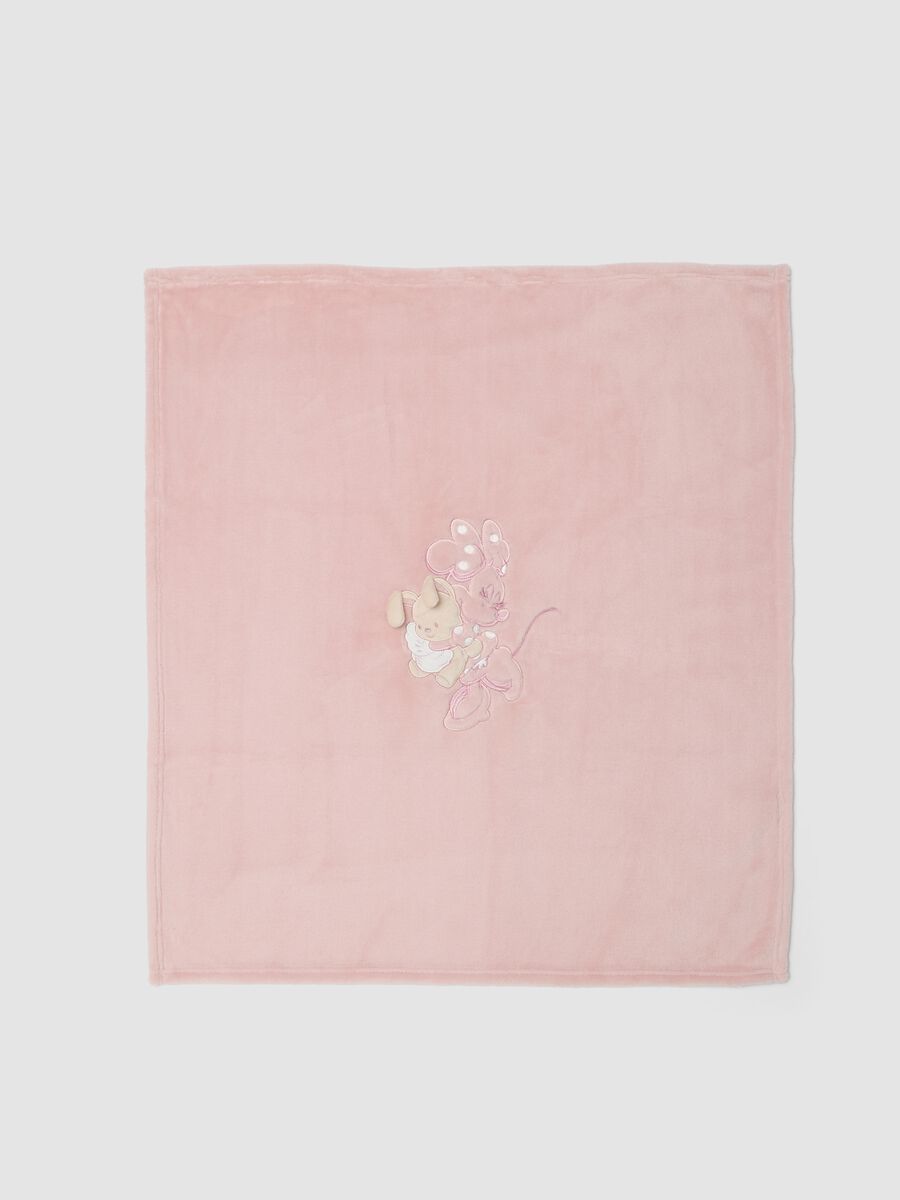 Pink Minnie embroidered baby girl blanket_0