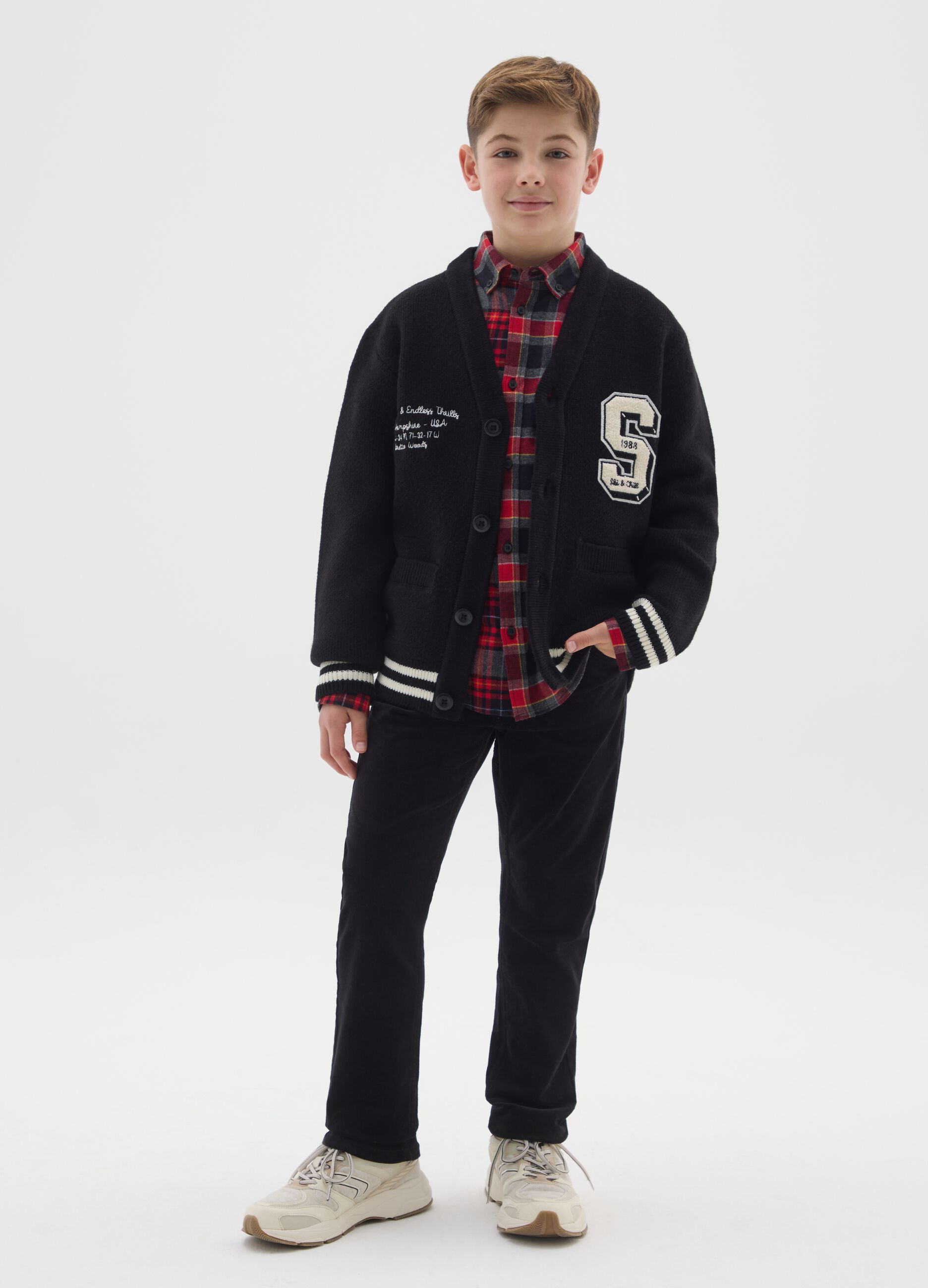 Boy's black trousers in cotton blend regular fit