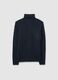 Blue high-neck sweater with regular fit and jacquard pattern_4