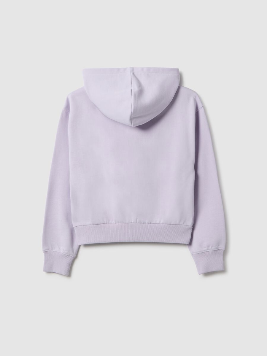 Girls' purple regular fit pure cotton hoodie with zip_4