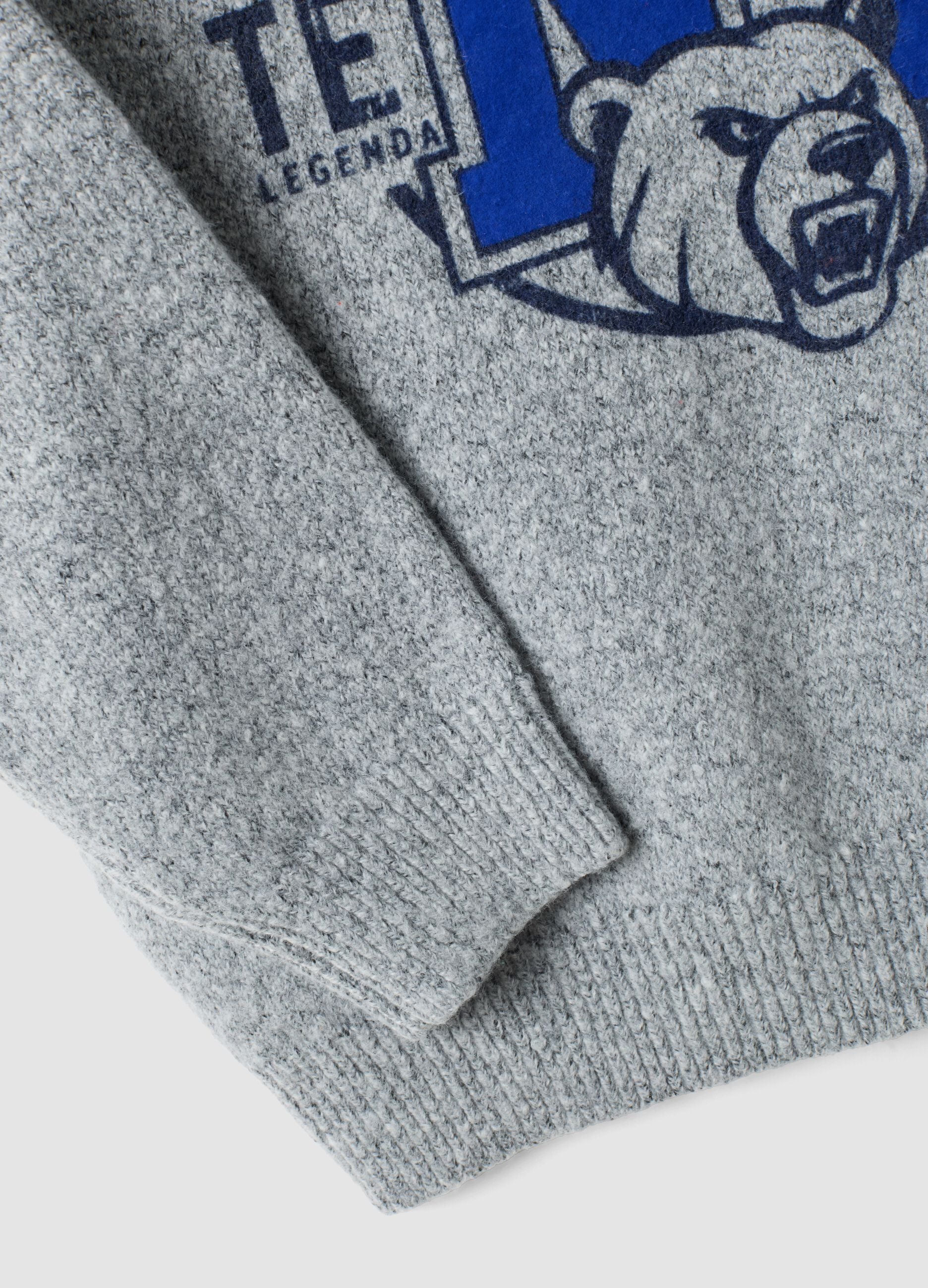 Grey stretch hoodie sweatshirt with print for boys