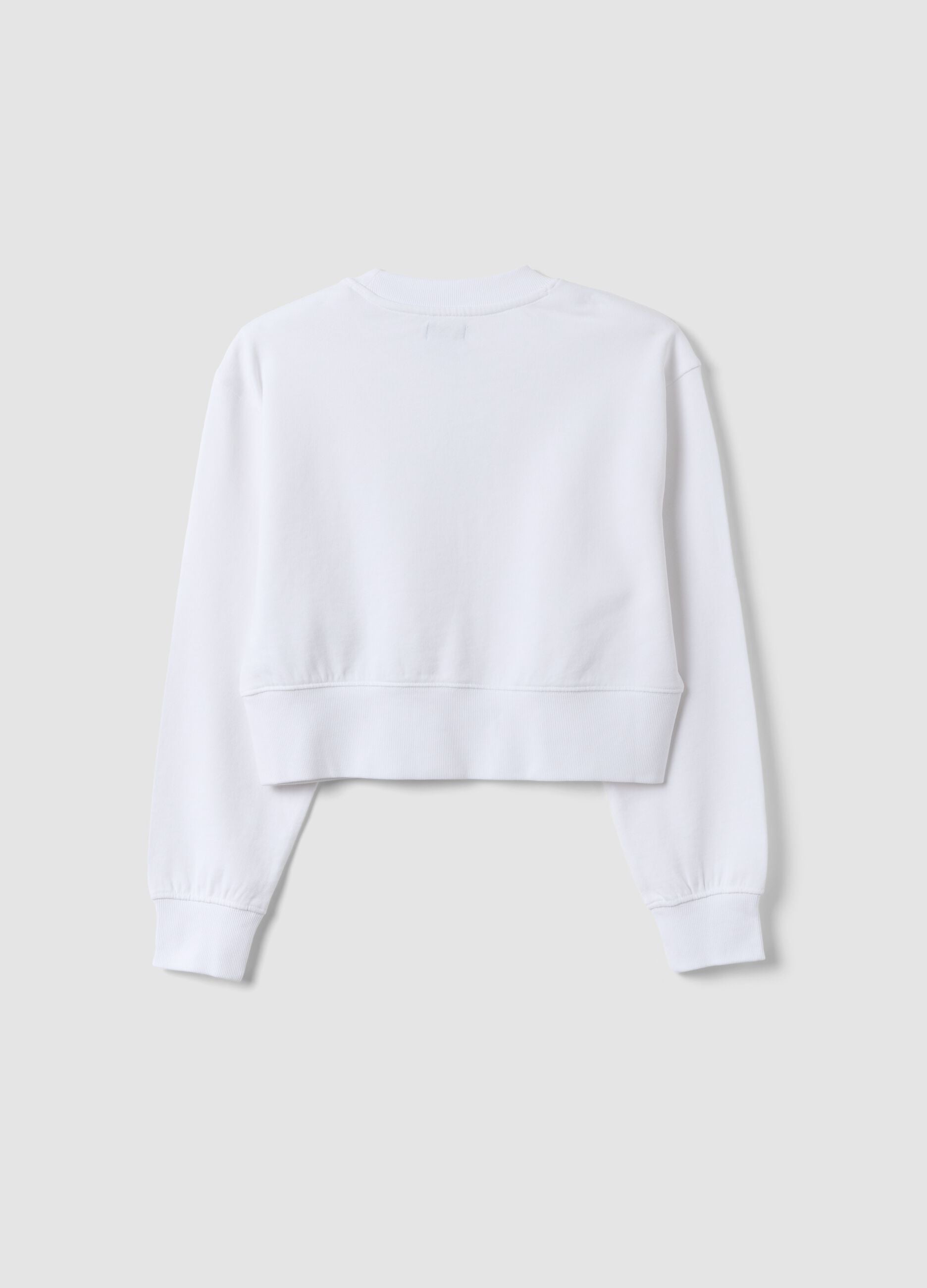 White organic cotton sweatshirt with front print for girls
