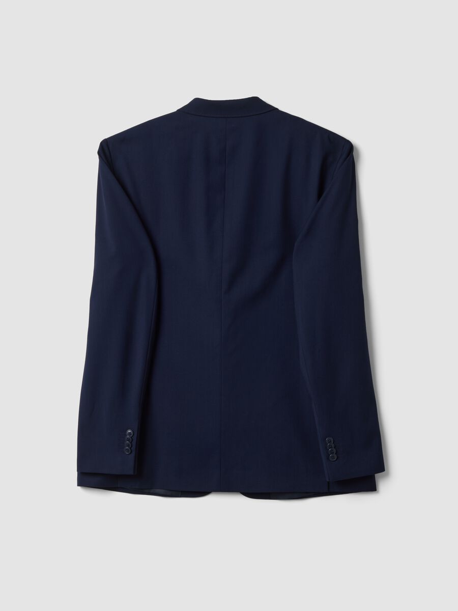Navy slim-fit stretch viscose blazer_2