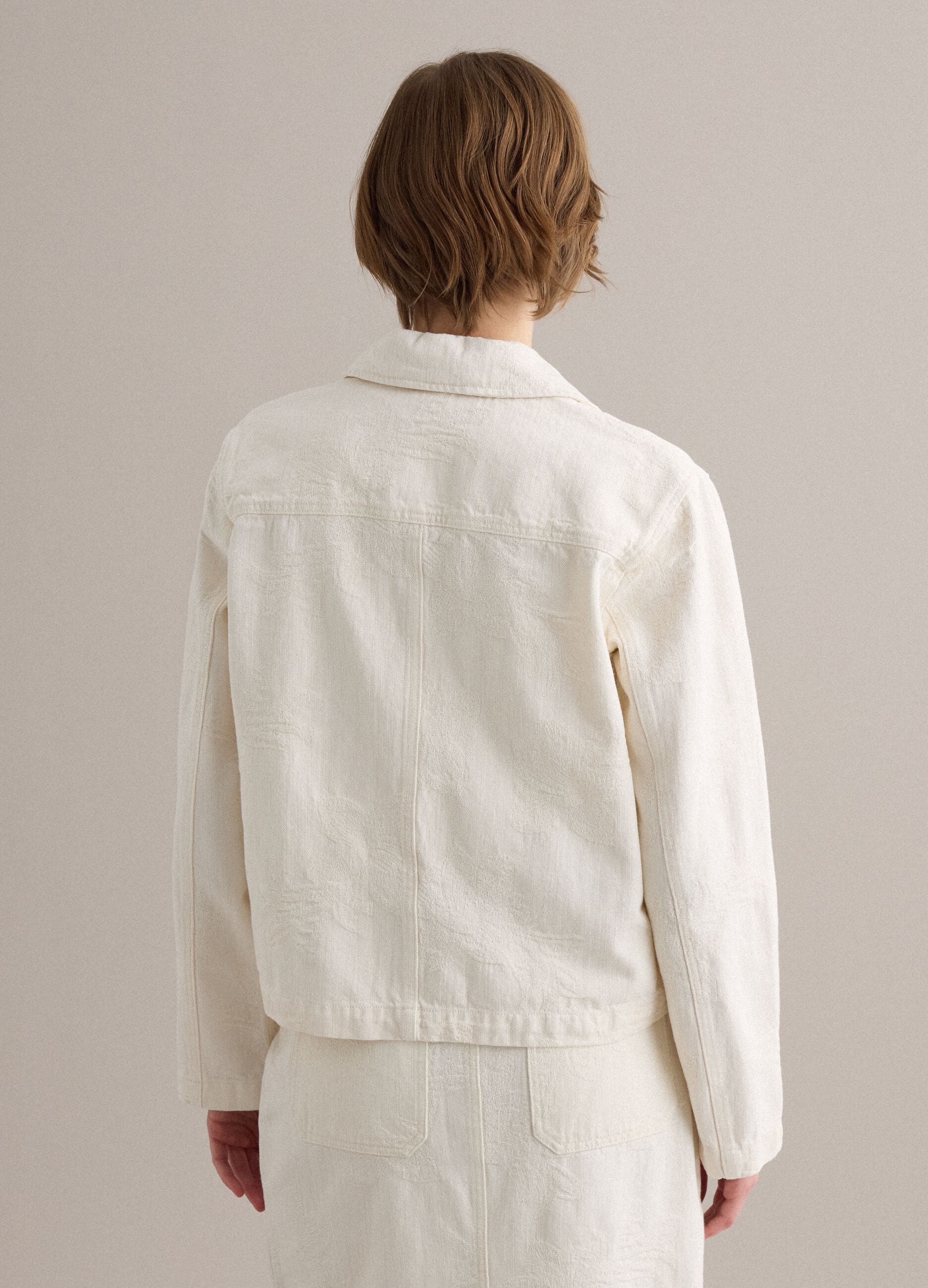 White pure cotton blazer, regular fit