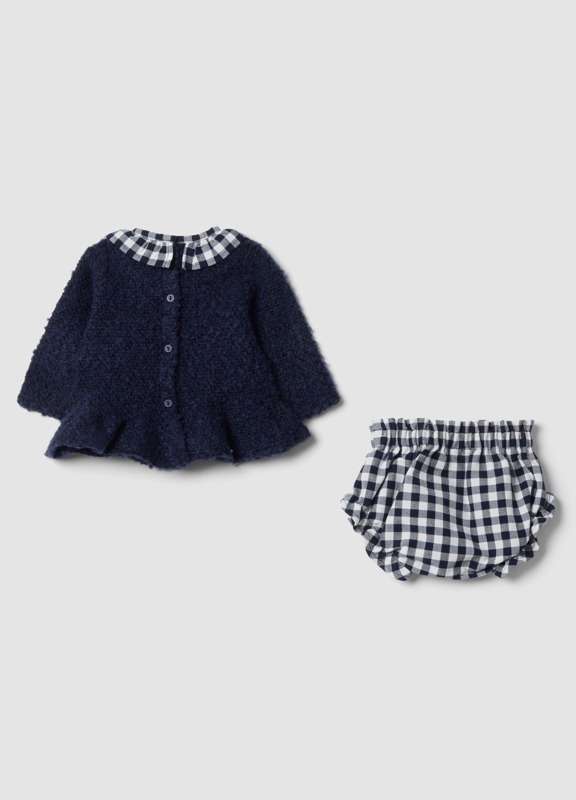 Navy two-piece cotton-blend set