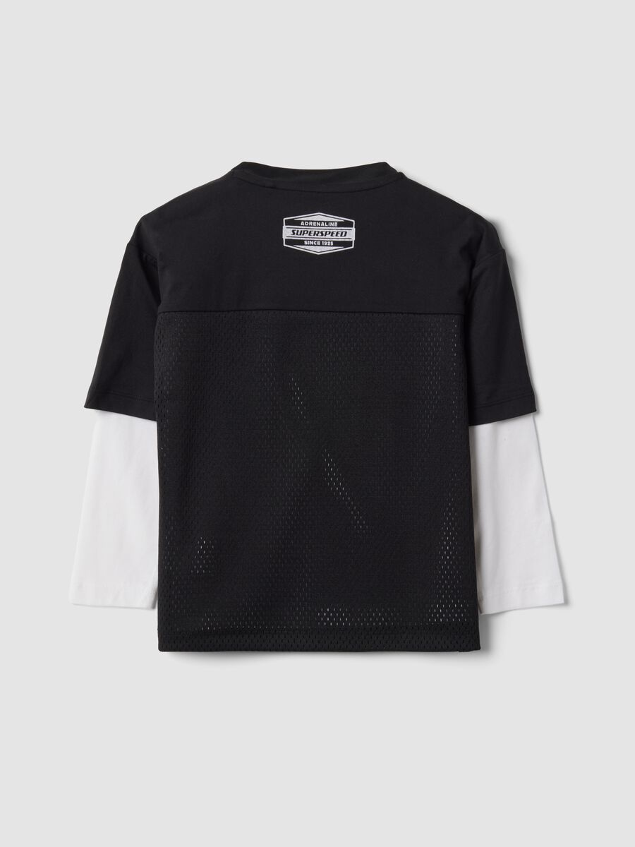 Black pure cotton crew-neck T-shirt with street print, relaxed fit_1