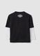 Black pure cotton crew-neck T-shirt with street print, relaxed fit_1