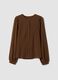 Braune Regular-Fit-Bluse mit Kn&ouml;pfen und langen &Auml;rmeln_0