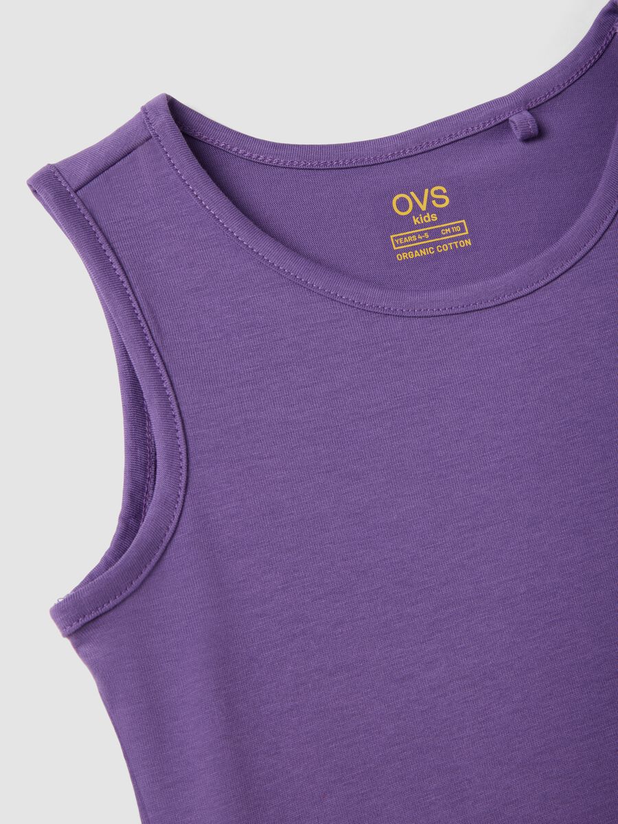 Girls' Sleeveless Purple Cotton Dress Regular Fit_2