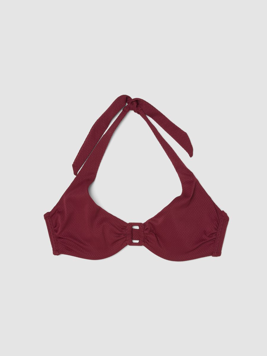 Rotes, elastisches Triangel-Bikini-Top mit mittlerer Schnalle_4