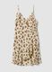 Beiges Stretchkleid mit floralem Print_0