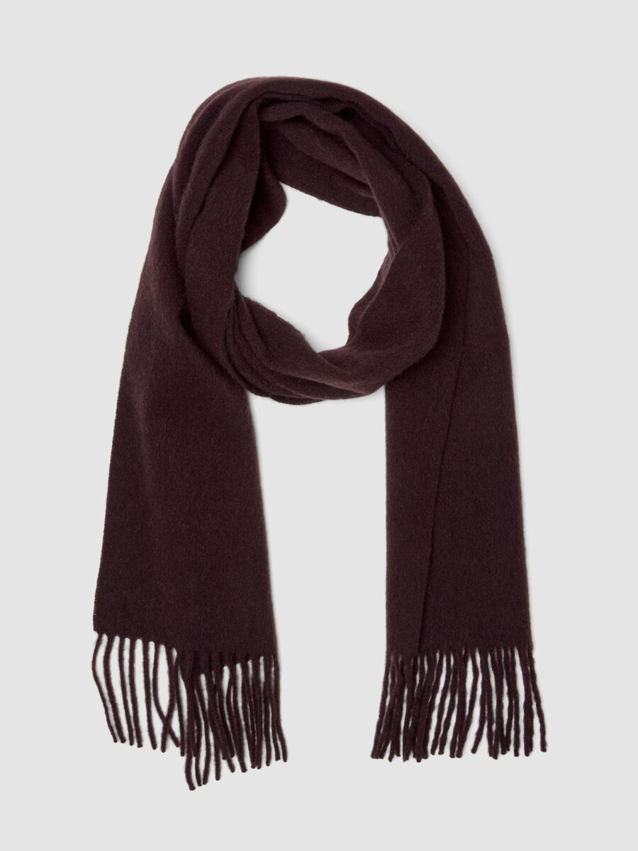 Sciarpa marrone in puro cashmere con frange_0