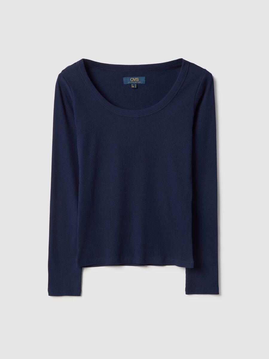Blue long sleeve pure cotton t-shirt regular fit_4