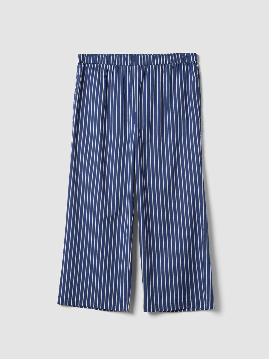 Blue striped pure cotton trousers_0