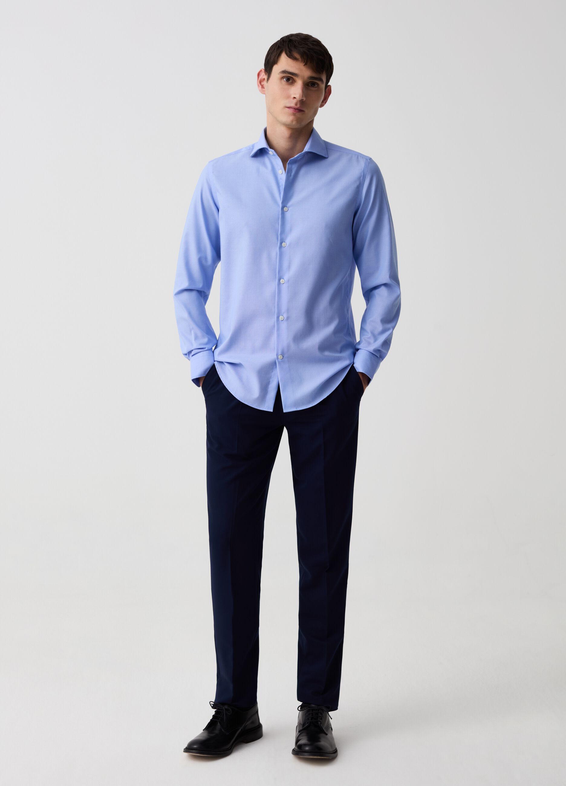 Slim-fit shirt in no-iron Oxford