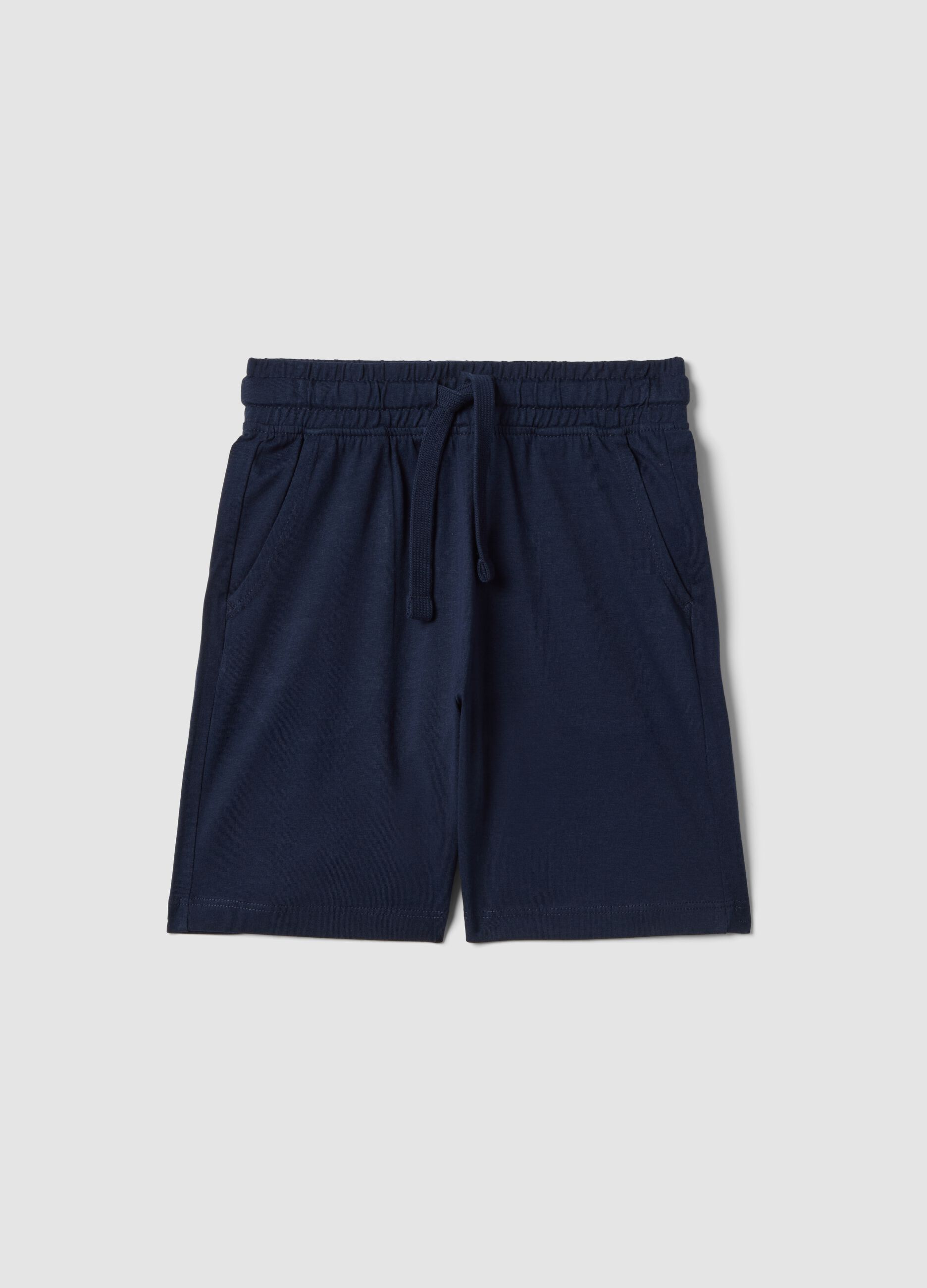 Boys&rsquo; regular-fit pure cotton blue shorts