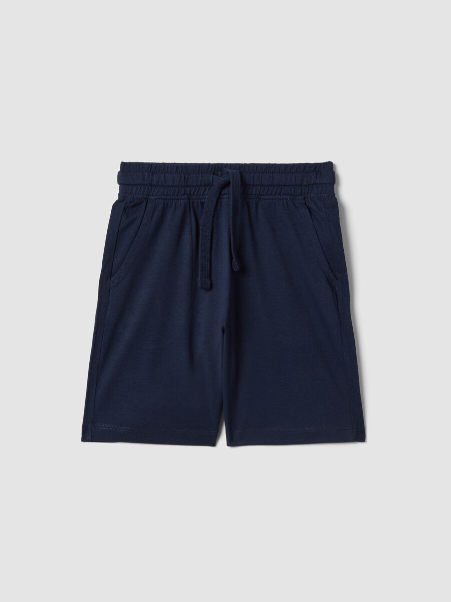 Boys&rsquo; regular-fit pure cotton blue shorts_0