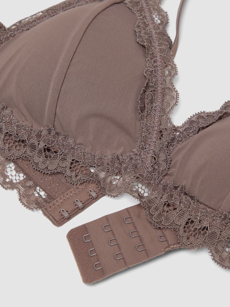 Grey microfibre triangle bra with stretch and lace trim_1