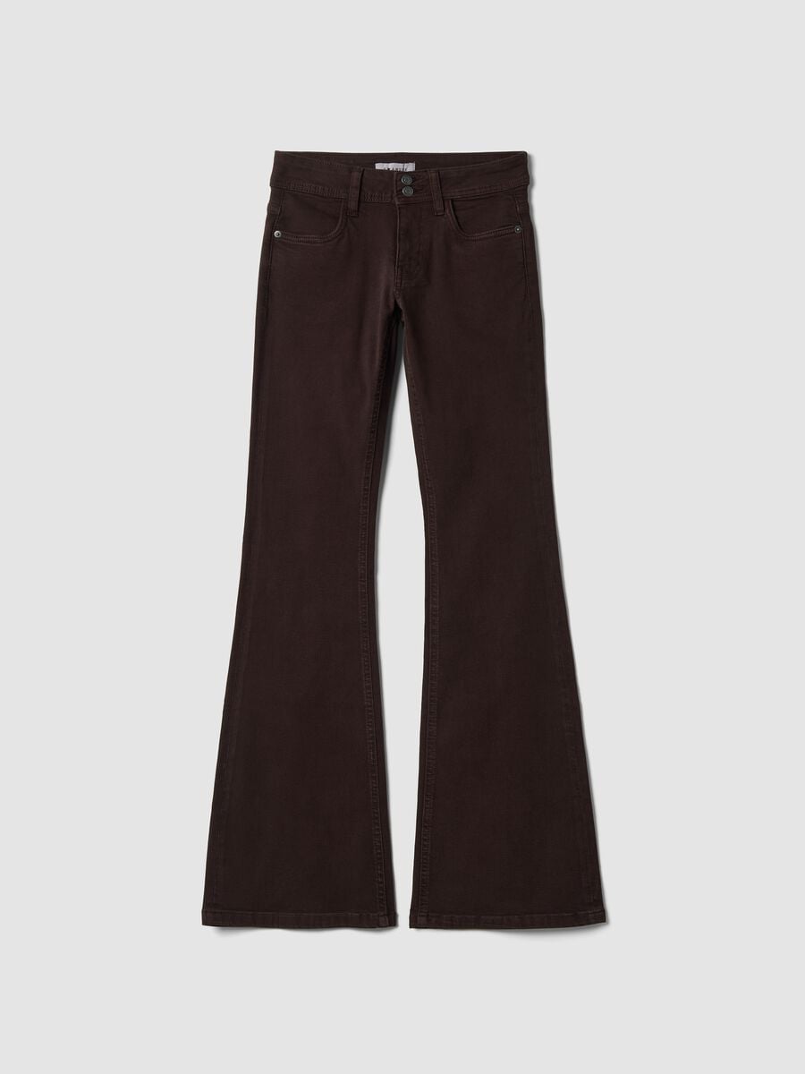 Brown flared stretch-cotton jeans_0