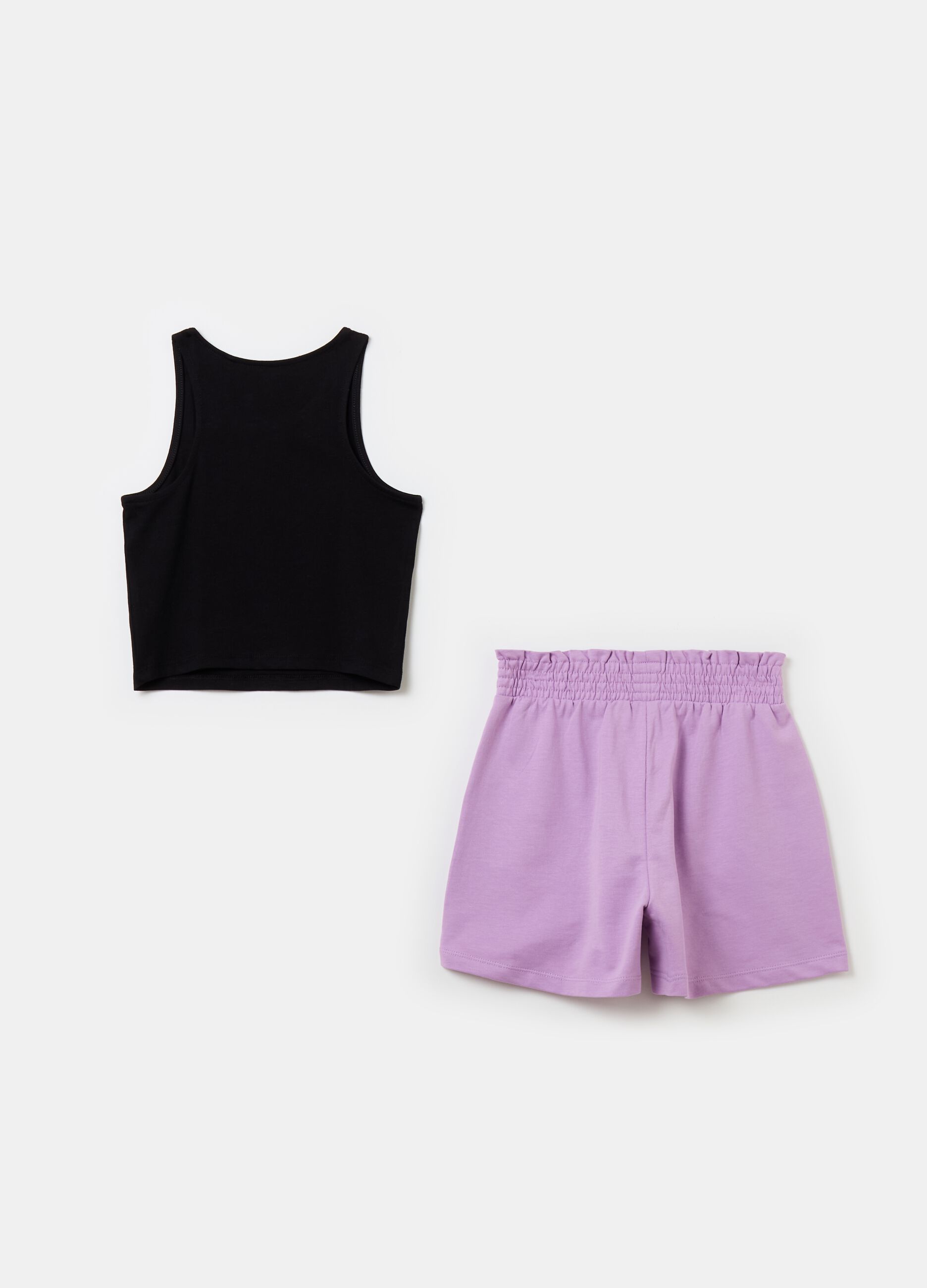 Jogging set with tank top and shorts with print