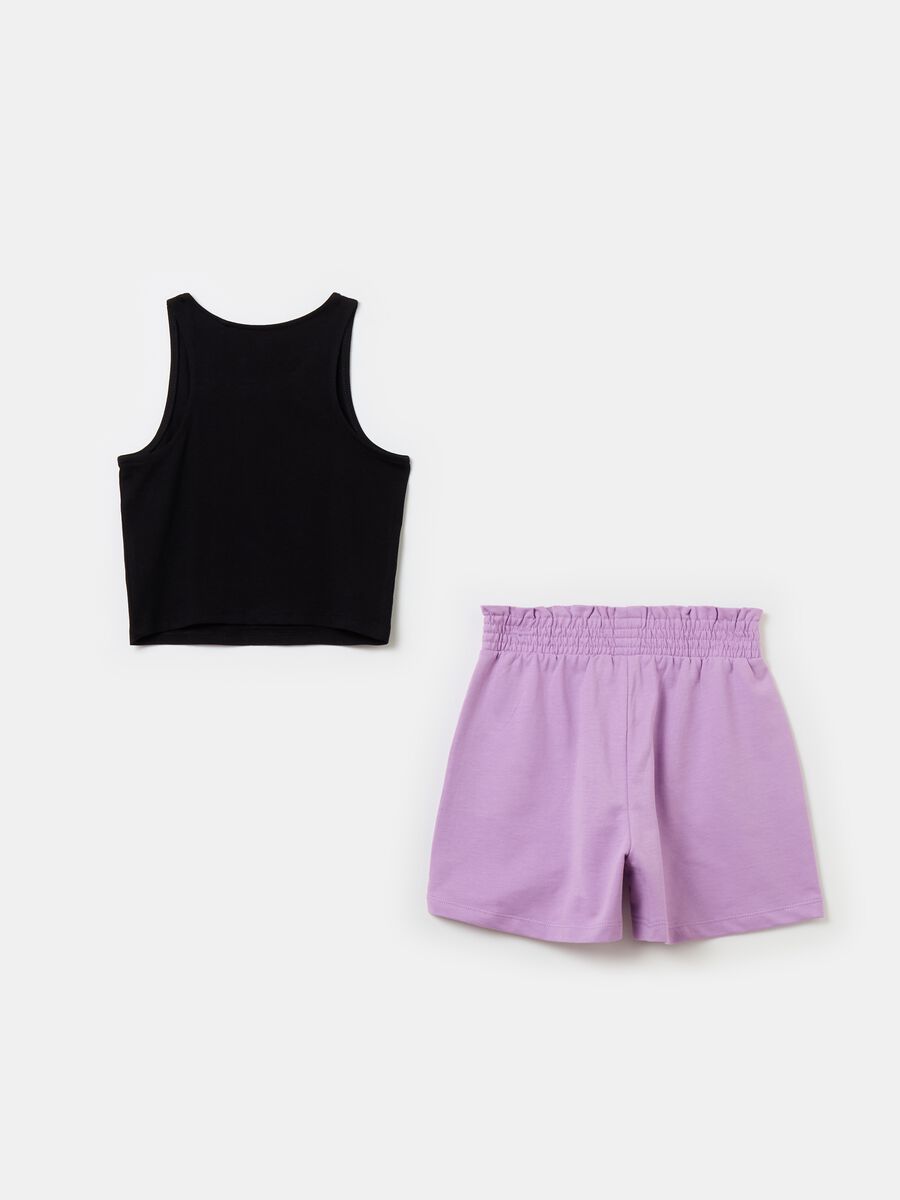 Jogging set with tank top and shorts with print_1