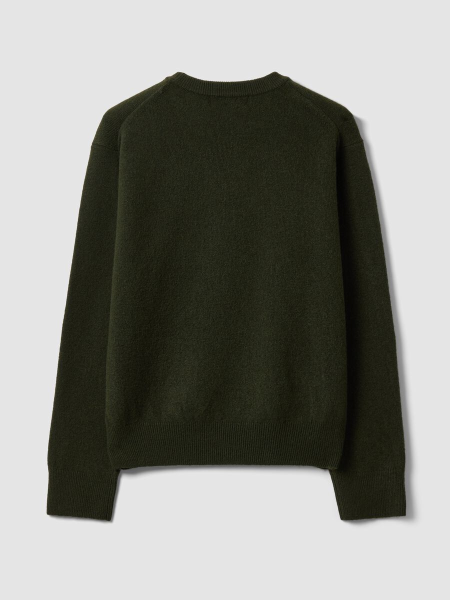 Maglia verde in lana elasticizzata a girocollo_6