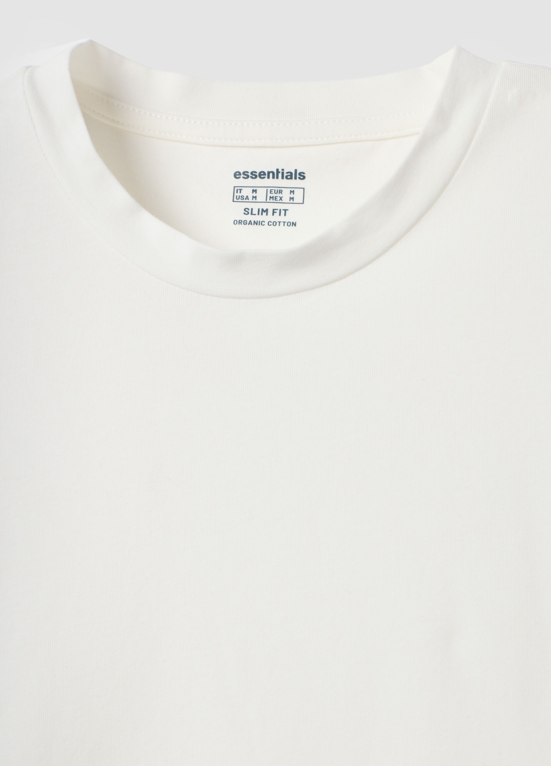 White organic cotton slim-fit short-sleeve T-shirt