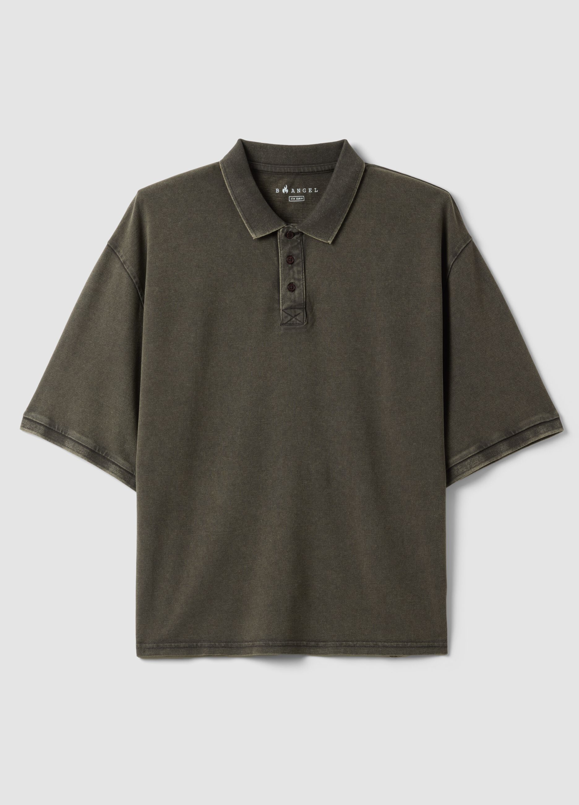 Kurzarm-Poloshirt aus gr&uuml;nem reiner Baumwolle im Regular Fit