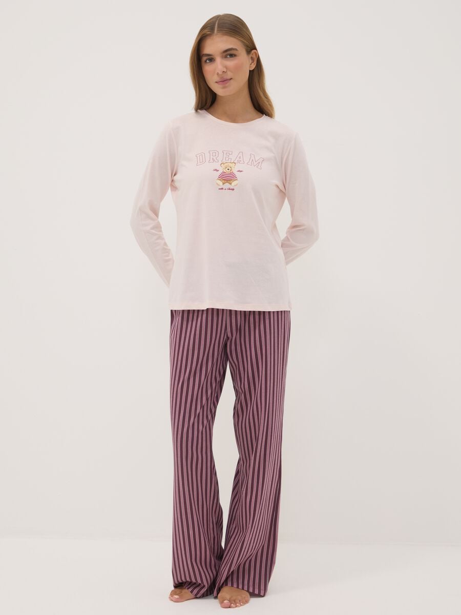 Mauve purple organic cotton crew-neck pyjamas_0