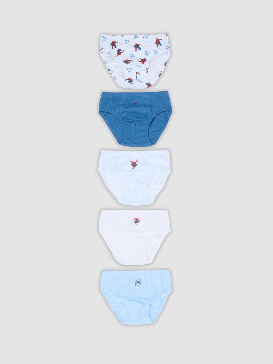 Five-pack of multicolour Spider-Man print briefs in pure organic cotton_0