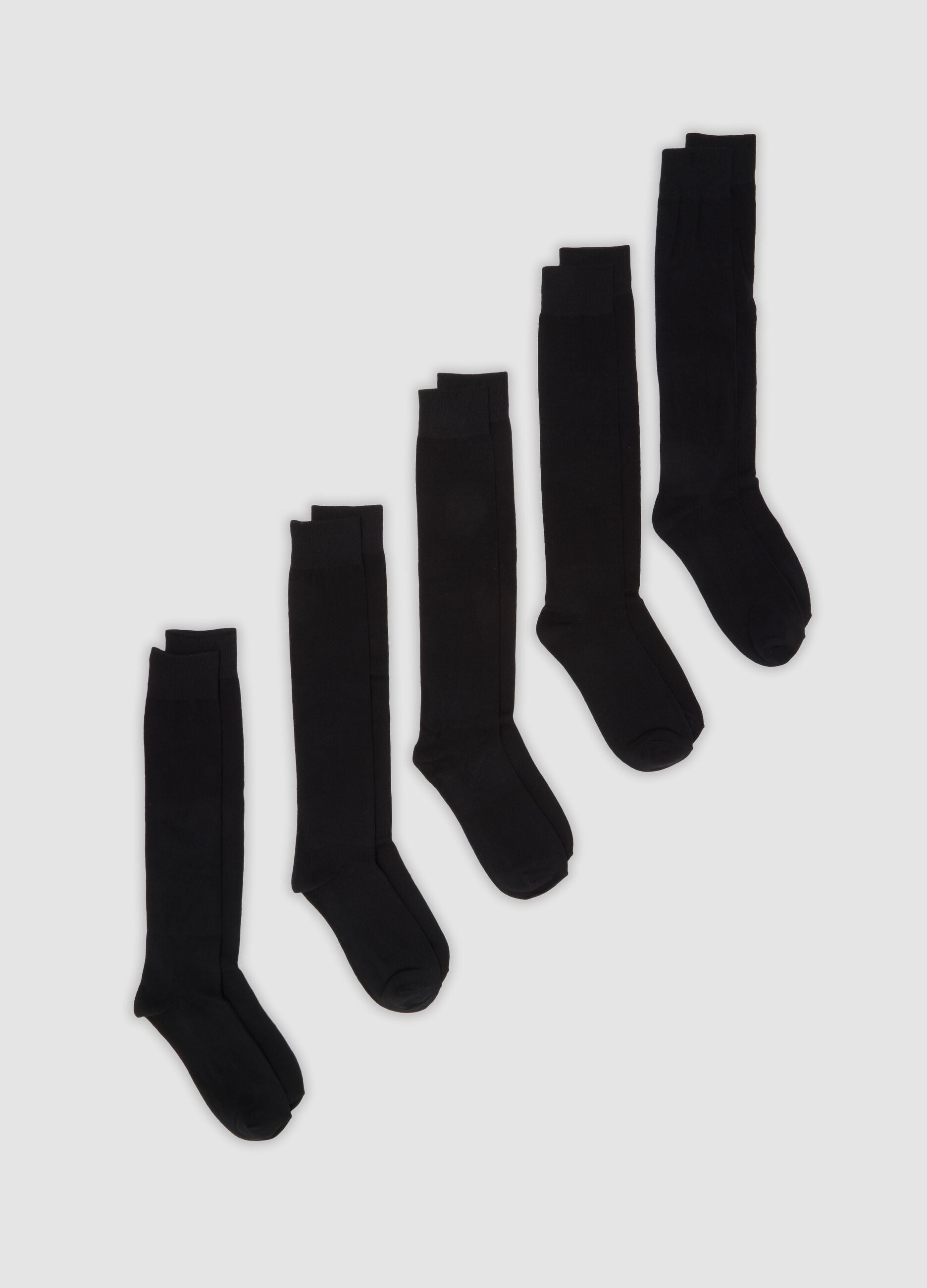 Five-pack of black long socks in stretch organic cotton