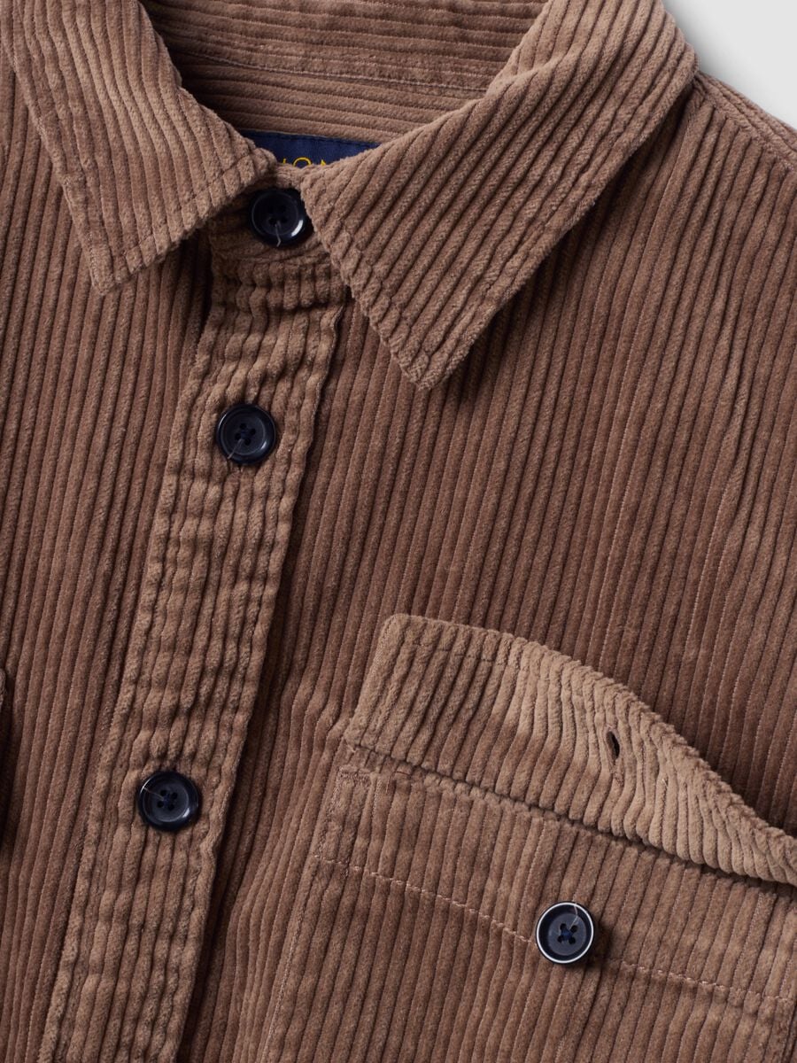 Brown pure cotton ribbed over-fit shacket_6