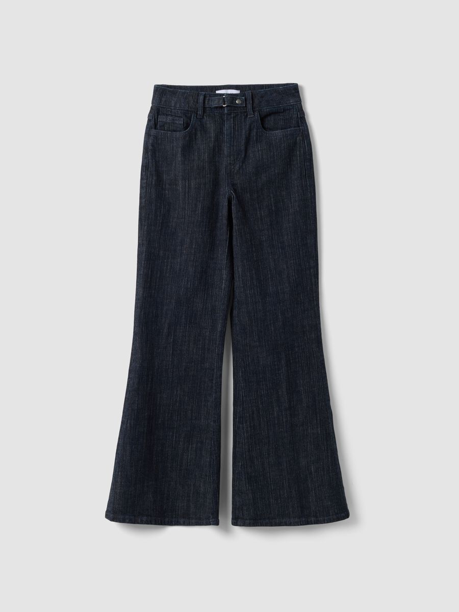 Jeans denim blu bootcut in cotone elasticizzato_0