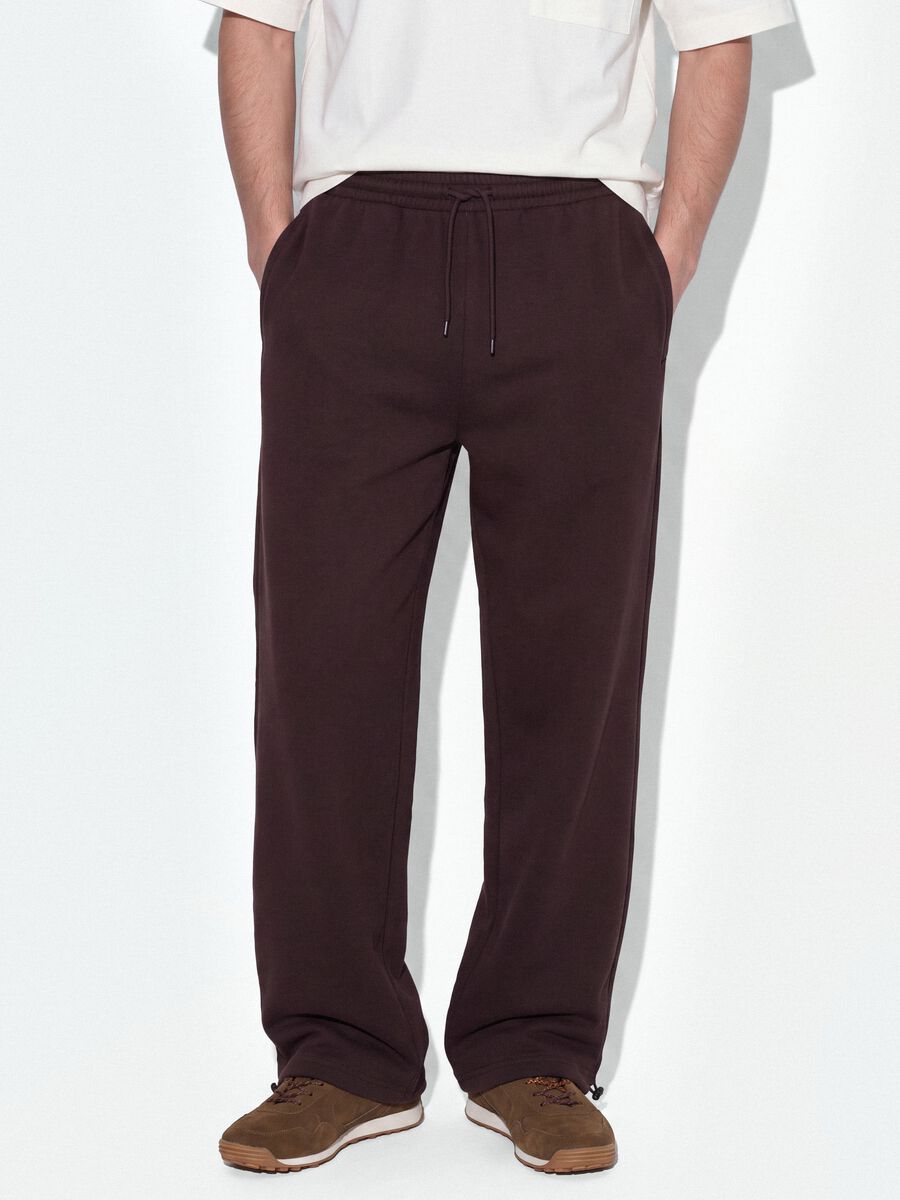 Brown pure cotton joggers with elasticated waist, oversized fit_1