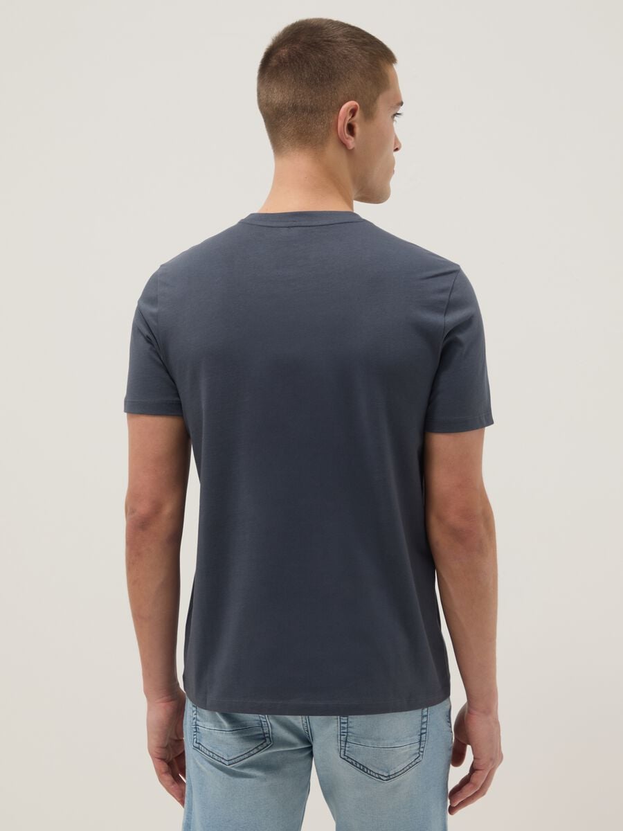 Blue pure cotton short sleeve T-shirt regular fit_1