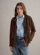 Brown genuine leather jacket with fringes_3