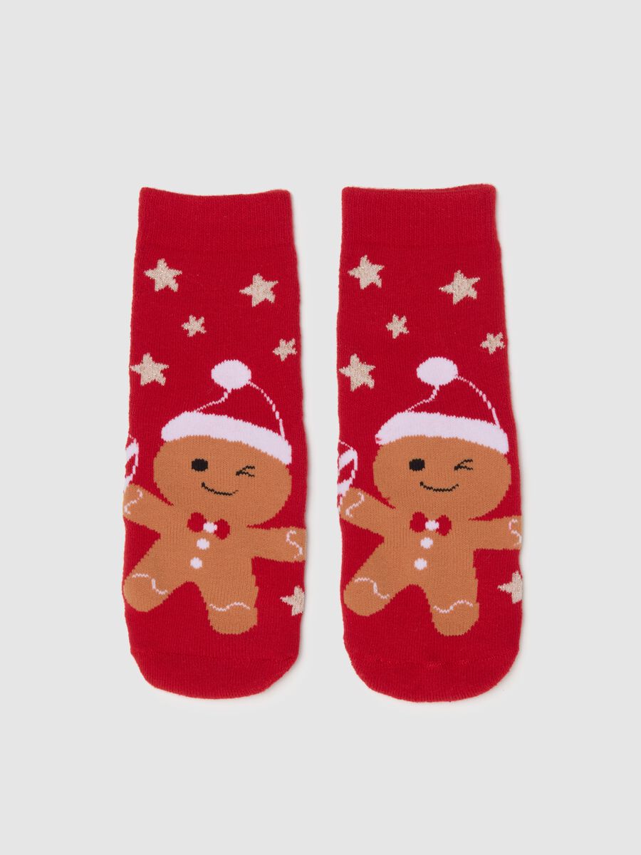 Meias de Natal vermelhas para menina em mistura de algod&atilde;o regular fit_1
