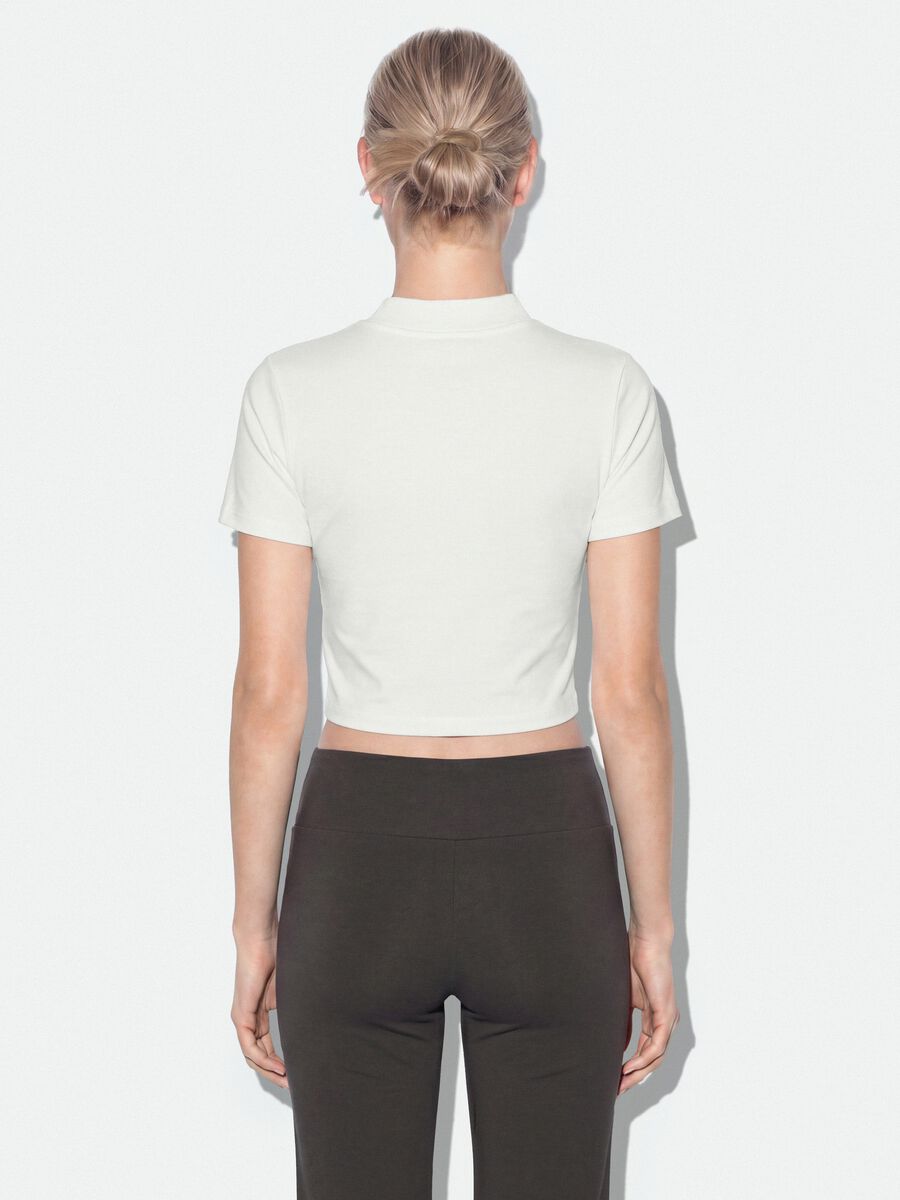 White fitted stretch-cotton T-shirt with high neck_2
