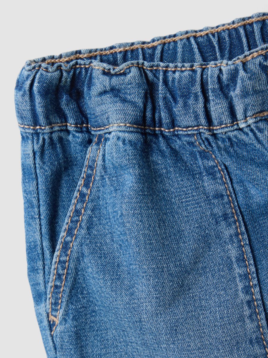 Children's regular fit blue denim cotton blend shorts_2