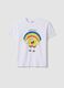 White pure cotton regular fit T-shirt with SpongeBob print_4