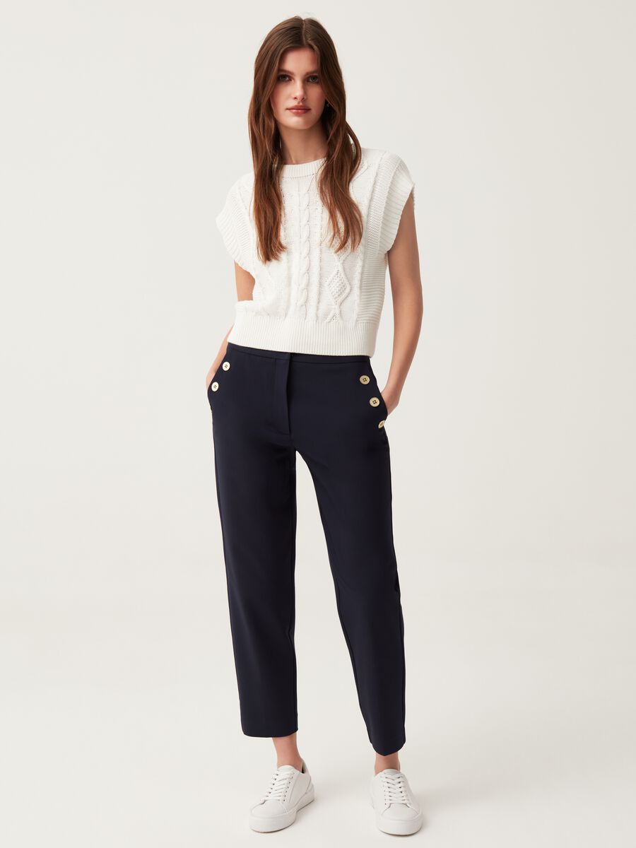 Cigarette trousers with gold-coloured buttons_0