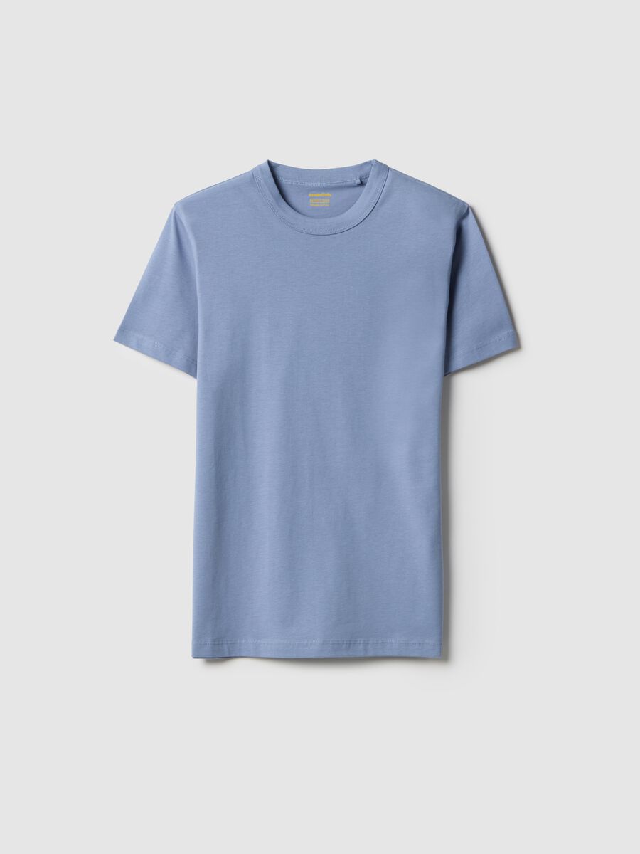 Boys' light blue crew neck T-shirt in pure cotton over fit_3