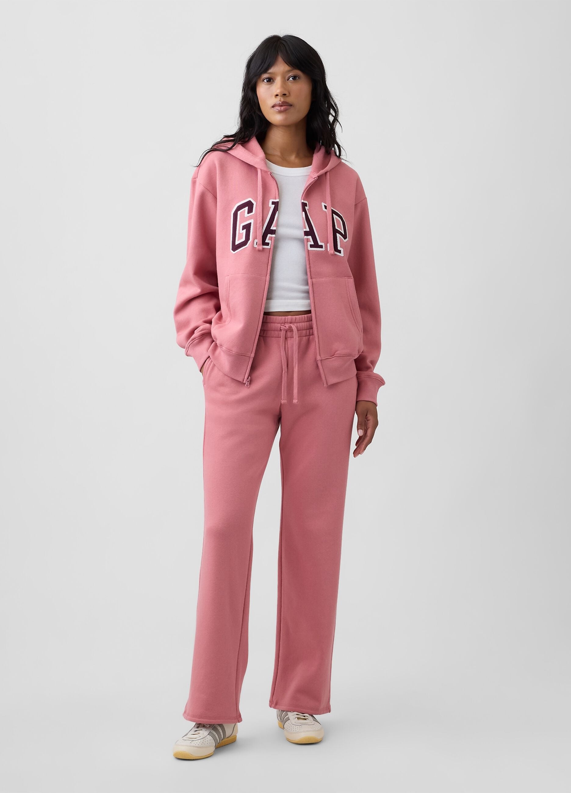 Sweatshirt rosa com capuz em mistura de algod&atilde;o com log&oacute;tipo GAP