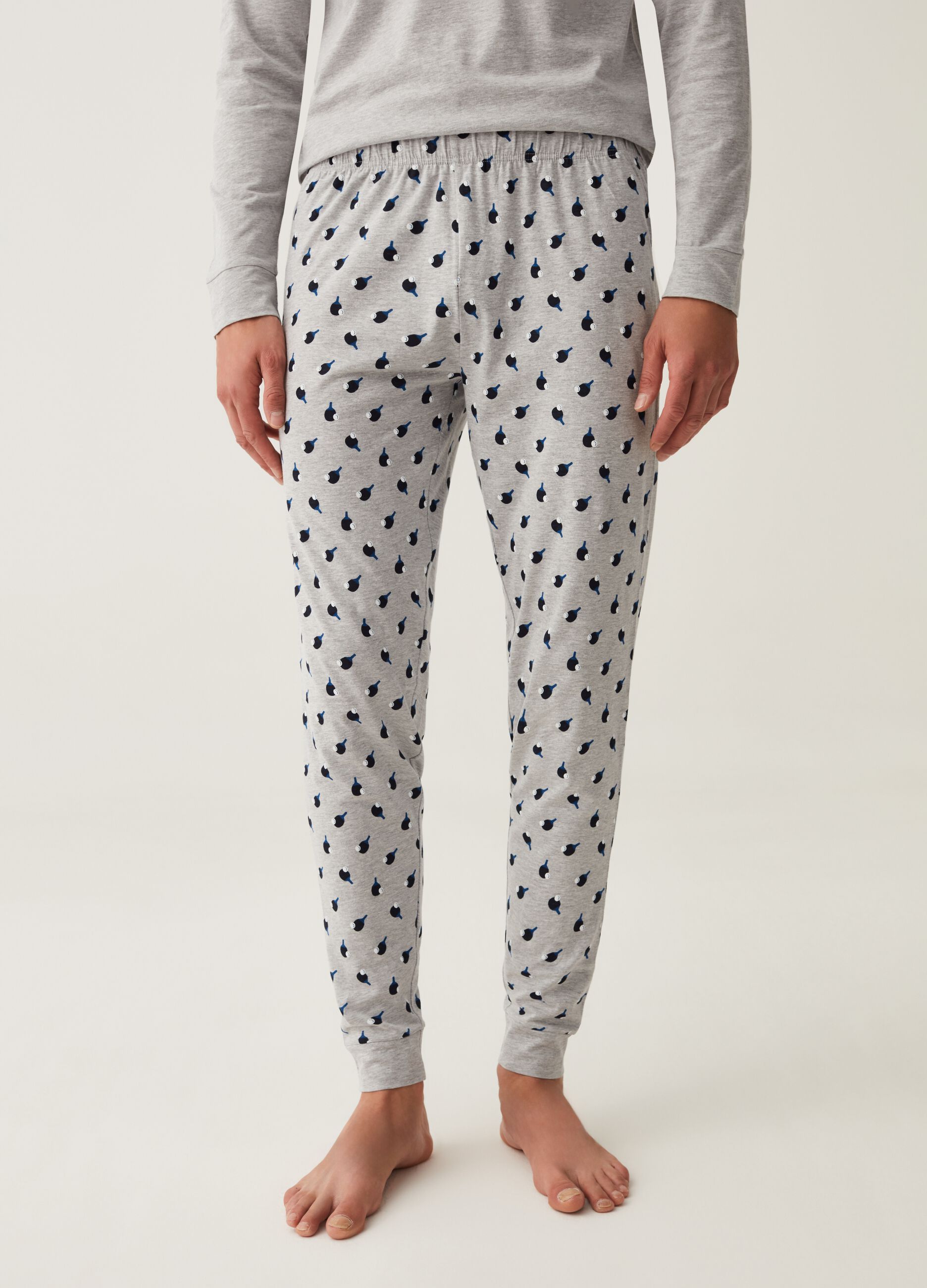 Long pyjamas with granddad neckline and pattern_3