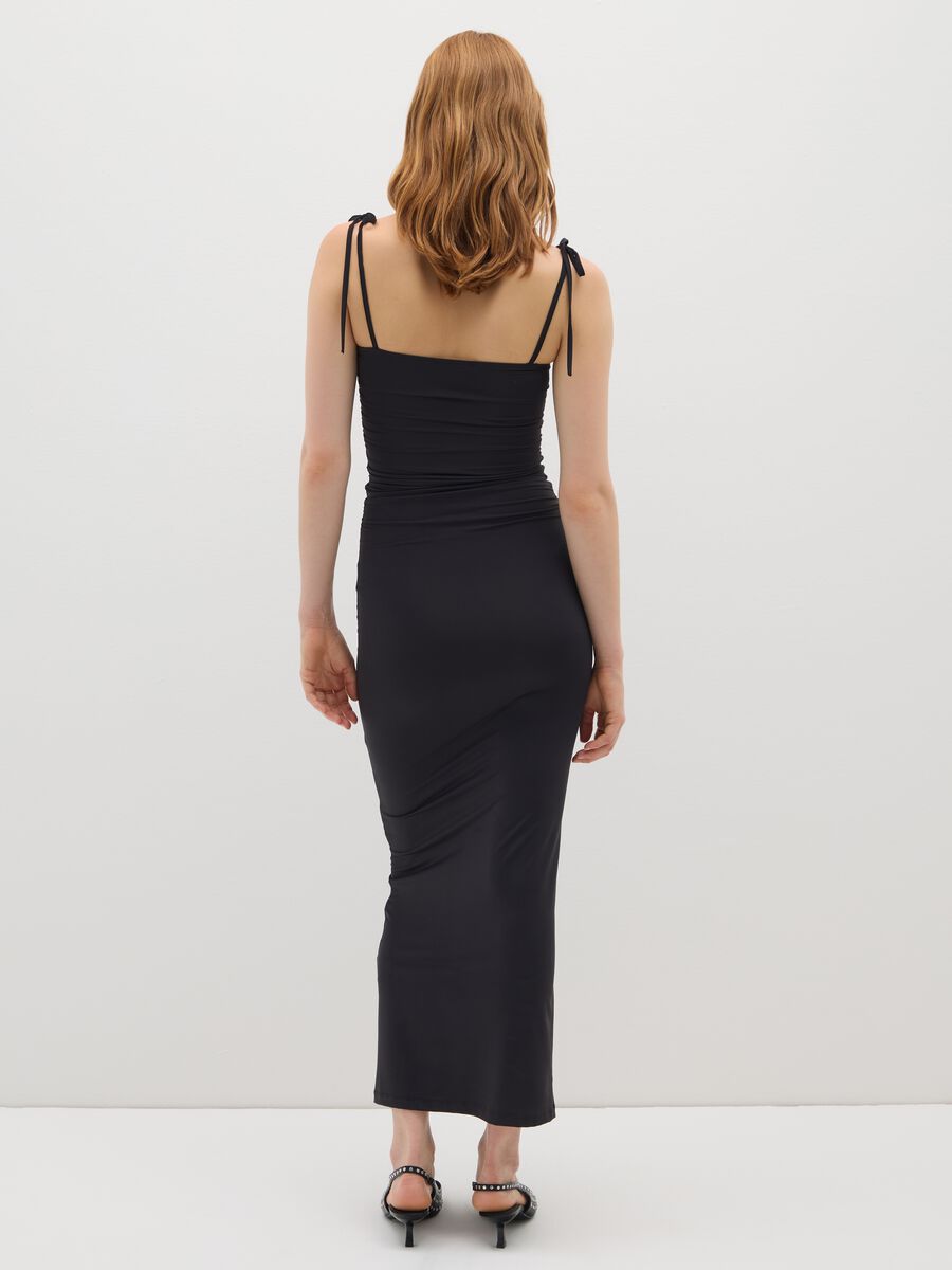 Ruched Black Long Dress_3
