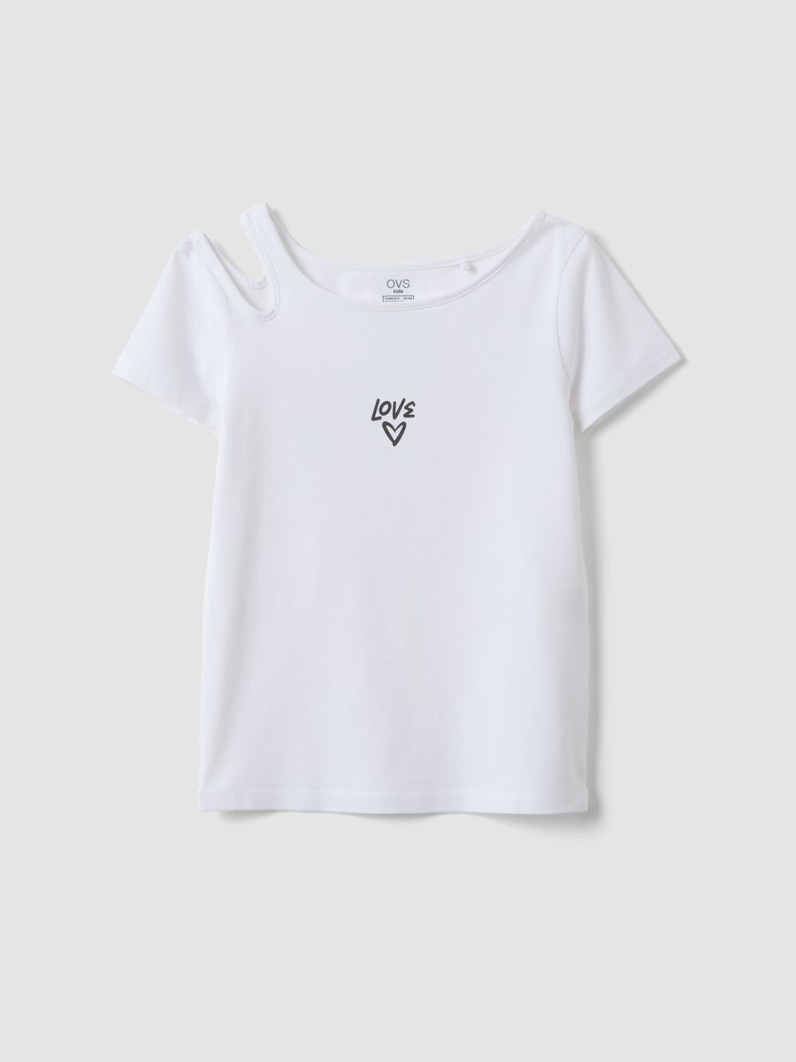 Girls' Slim Fit White Cotton Blend T-shirt_0